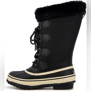JBU Black and Cream Waterproof Lace-Up Winter Boot